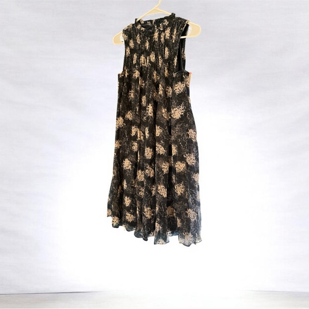 Sleeveless Black Floral Midi Dress - Lightweight Evening Dress